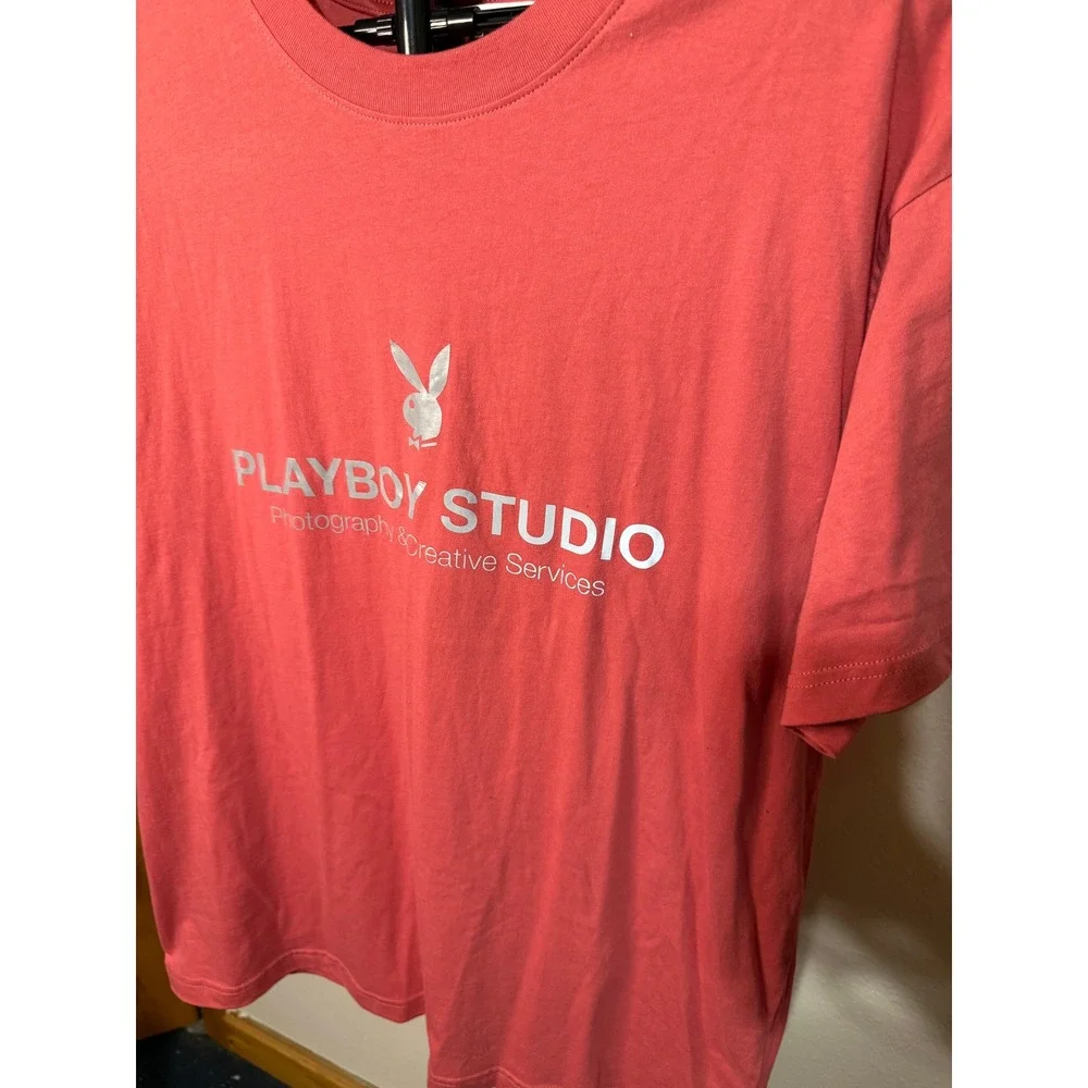 Playboy‎ by PacSun Studio Photography Graphic T-Shirt Pink Silver Reflective L